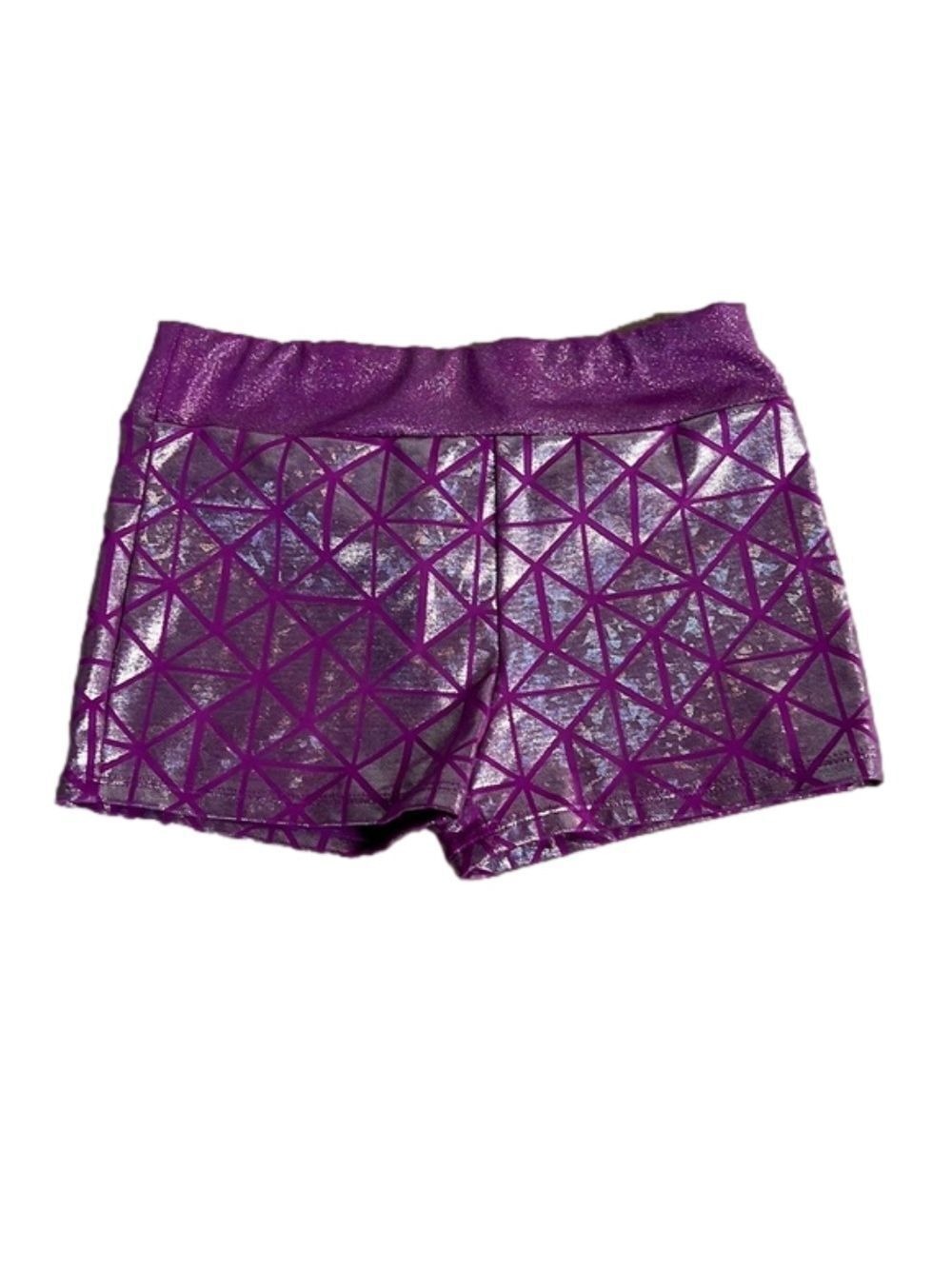 Silver and Purple Girls Athletic Shorts